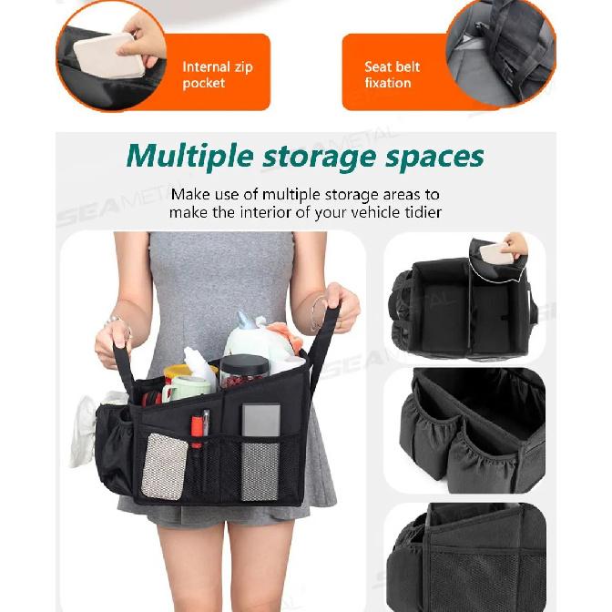 SEAMETAL Car Seat Organizer Large Capacity Rear Seat Storage Bag for Outdoor Food Drink Collector Camping Activities Accessory