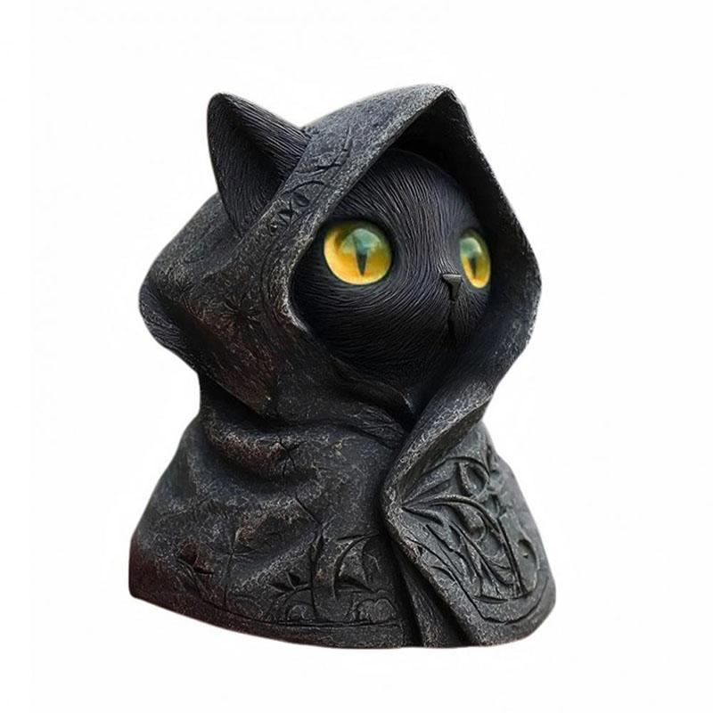Фигурка кошки ручной работы Набор фигурок черных кошек для декора на Хэллоуин Миниатюрные скульптуры кошек из смолы ручной работы Подарок для влюбленных Настольный