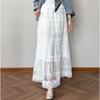 Dimanaf 2025 Летние женские новые юбки кружевные цветочные винтажные эластичные плиссированные элегантные белые юбки кружевные с высокой талией