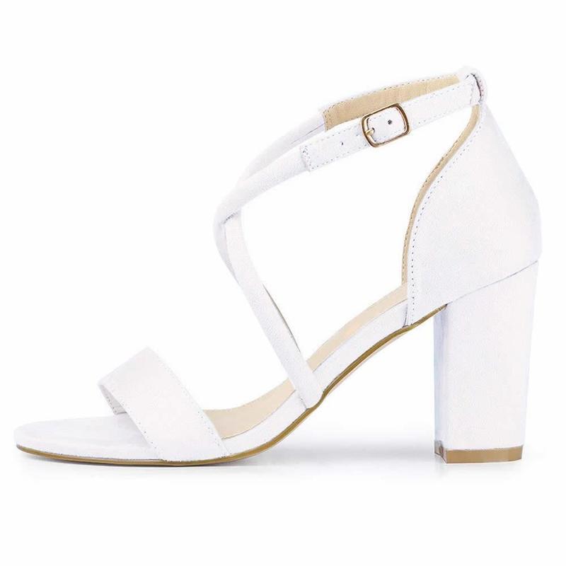 Женские сандалии с открытым носком и пряжкой, на массивном каблуке, платье, вечерние, свадебные, пикантные женские туфли