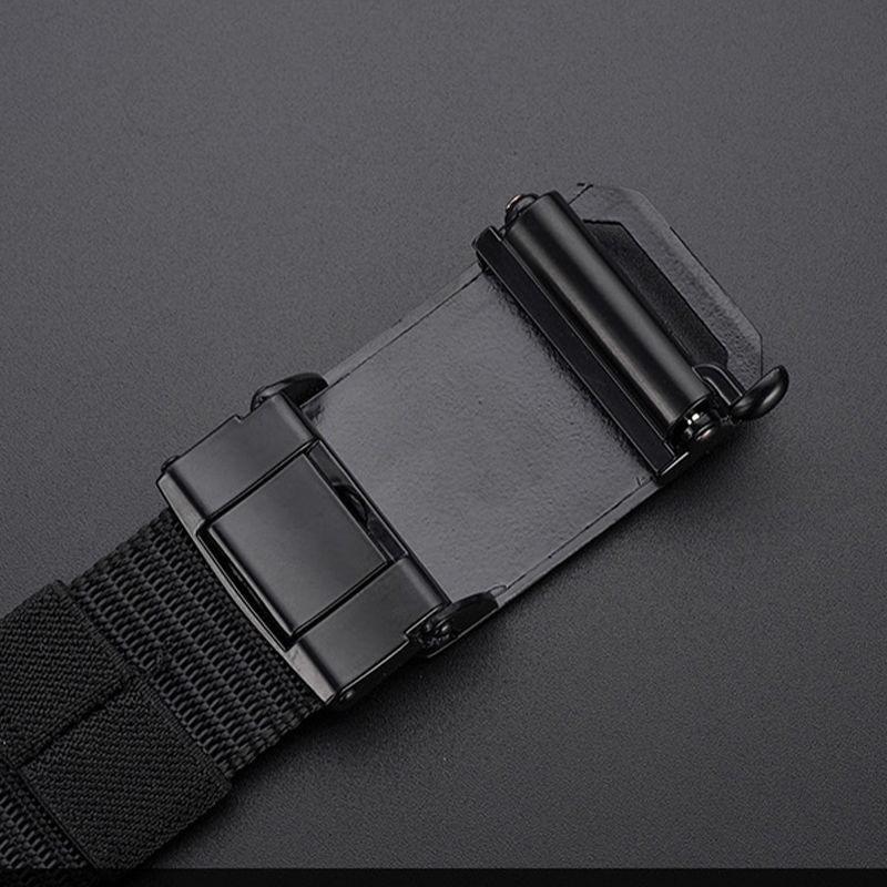 Мужской холщовый и кожаный ремень с автоматической пряжкой - Business Casual и Универсальный