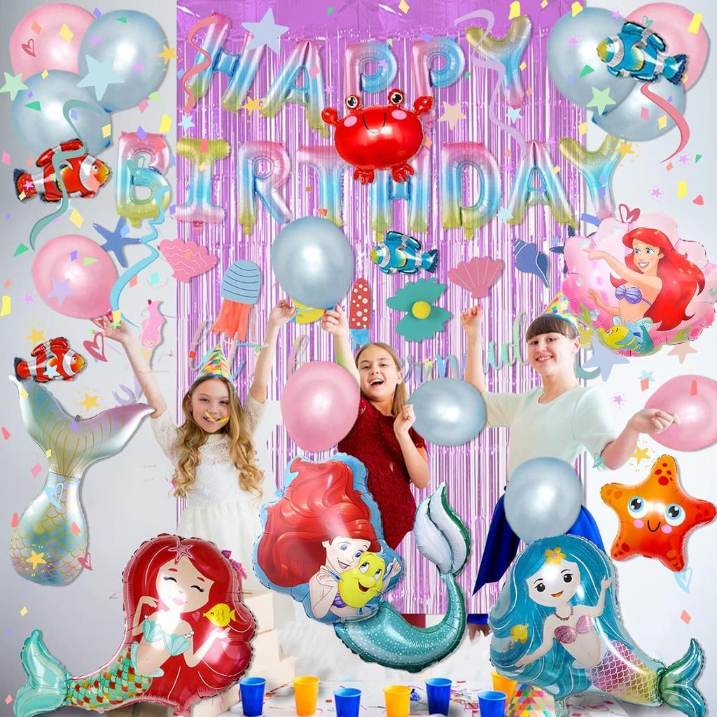 YOOCOOM Mermaid Party Decorations Ocean Park Girls Birthday Party Supplies Mermaid Princess Kids Birthday Party Decorations