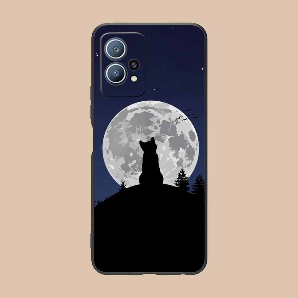 Чехол для мобильного телефона Luna Moon Cat для Huawei P60 P50 P40 P30 P20 P10 P9 P8 Pro Lite Plus Цветной печатный чехол Чехол Смартфон