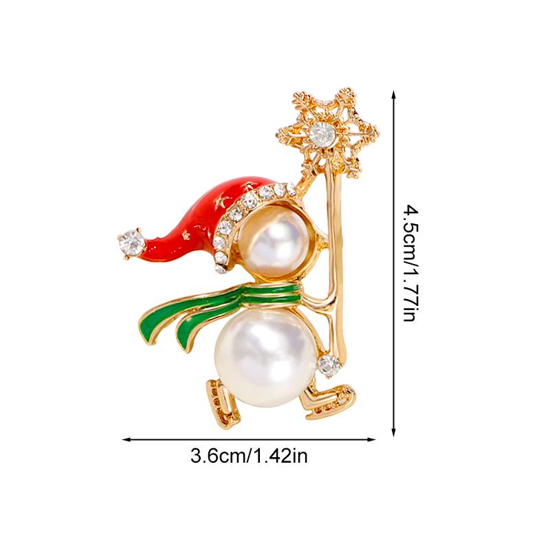 1PC Fashion Snowman Snowflake Brooch Christmas Rhinestone Alloy Creative Shining Cute Charming