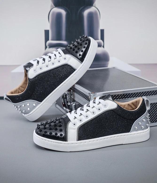 Fashion Latest Men's Fashionable Casual Rivet Board Shoes for Spring and Autumn Outdoor Sports Shoes Breathable and Comfortable Sneakers