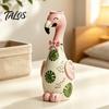 Hand Painted Flamingo Figurine Cute Resin Decorative Vase, Pink Flower Holder Figurine, Statues for Living Room Tabletop Ornament Dried Artificial