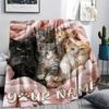 1PC Custom Name Cats Cozy Nest Patterned Flannel Blanket Suitable For All Seasons for Home Decor Warmth and Comfort Gifts Holiday Present_lx