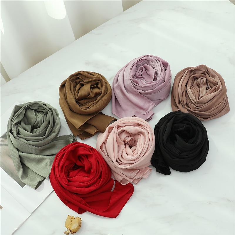 Headscarf Solid Color Silk Scarf Basic Versatile Scarf Women's Smooth Crepe Travel Scarf Xizang Travel Shawl