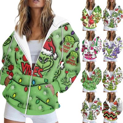 Женская модная повседневная толстовка с принтом, осенне-зимняя куртка-кардиган с длинными рукавами и карманами, куртка с капюшоном на молнии, пальто