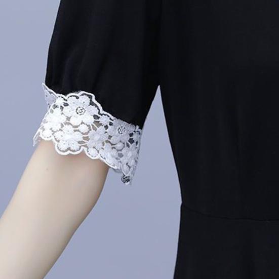 Женский летний повседневный комплект из двух предметов с V-образным вырезом, короткими рукавами, кружевной отделкой, брюками-семь четвертей, женский рабочий наряд