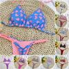 European & American New Braided Triangle Thong Bikini Set