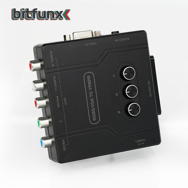 Bitfunx RGBS VGA в YPBPR Компонентный Конвертер SCART в YPBPR YCBCR Для Ретро Игровых Консолей Nintendo 64 PS1 PS2 Dreamcast