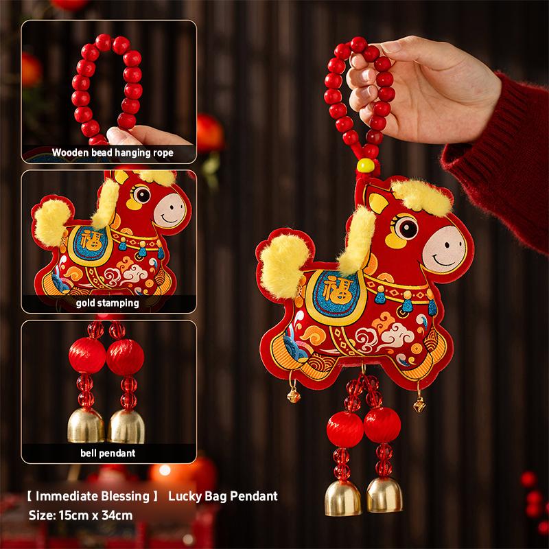Cute Red Fu Bao Tassel Hanging Ornament Chinese Spring Festival Wall Door Pendant New Horse Year Home Decorations