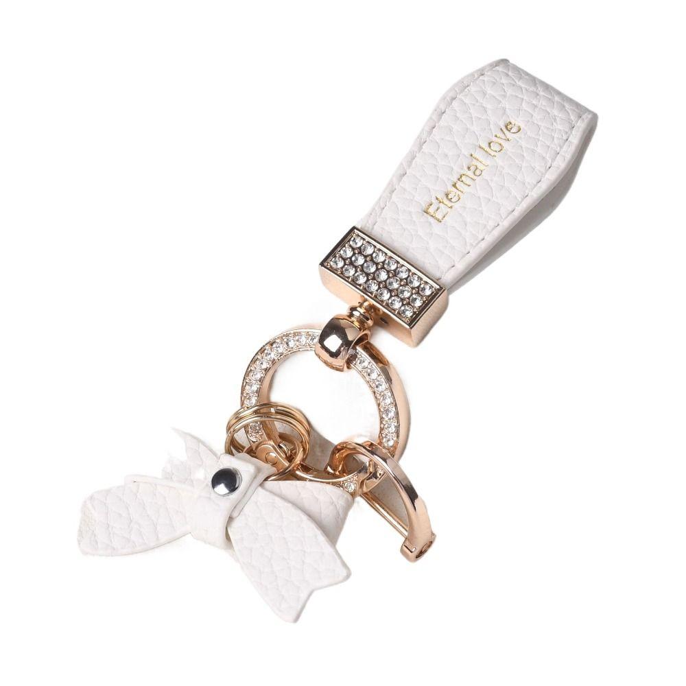Держатель для ключей Роскошный брелок из натуральной кожи Брелок-бабочка со стразами Автомобильные аксессуары