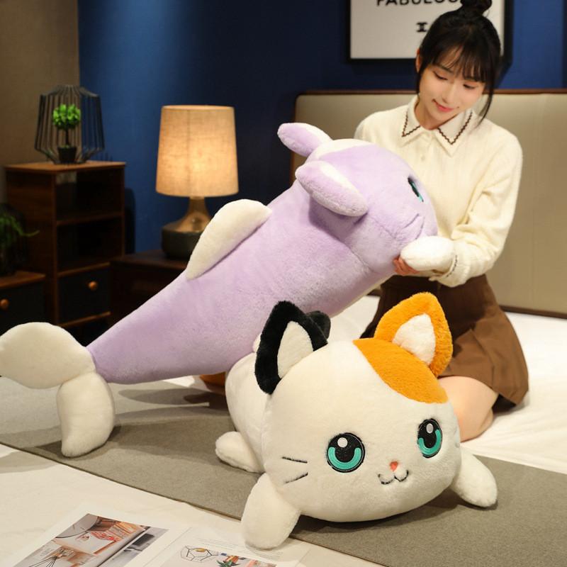 Cat Shark Cute Plush Toy Long Pillow Cartoon Stuffed Doll Decoration Gift Kids