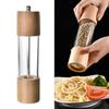 Manual Pepper Grinder Multifunctional Efficient Grinding Oak Patchwork Acrylic Pepper Mills Shakers L