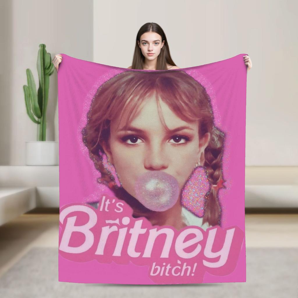 Britneys Spears Flannel Blankets Super Soft Throw Blanket for Outdoor Travel Office Funny Bedspread Sofa Bed Cover