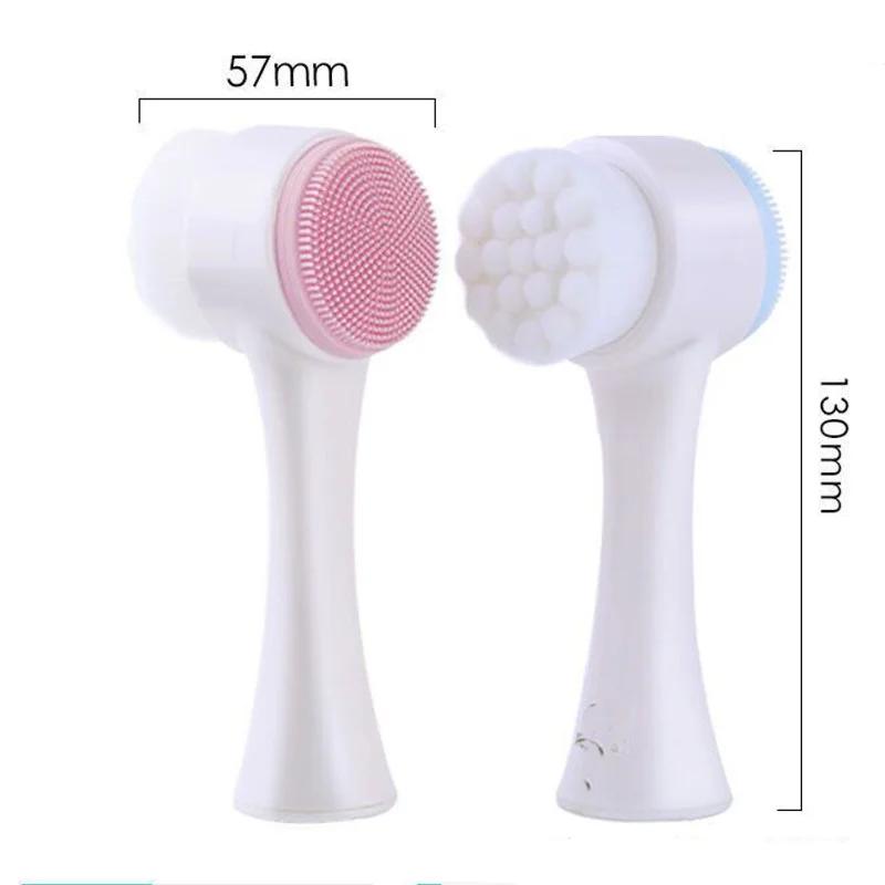 Double-layer silicone facial cleansing brush - facial massage brush. Suitable for exfoliation, for use in the bathroom