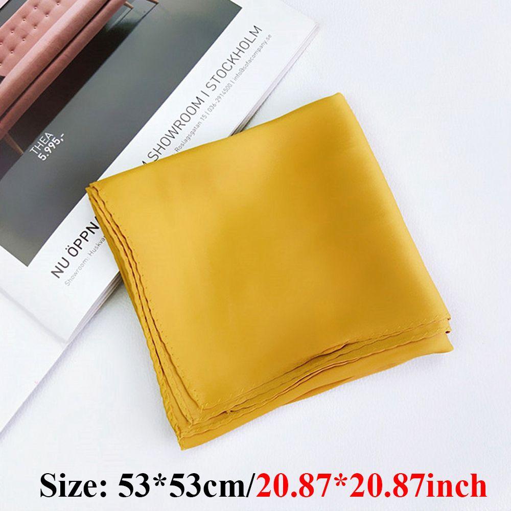 Fashion Solid Color Small Vintage Women Square Scarf Head Neck Silk Feel Satin Hair Tie Band