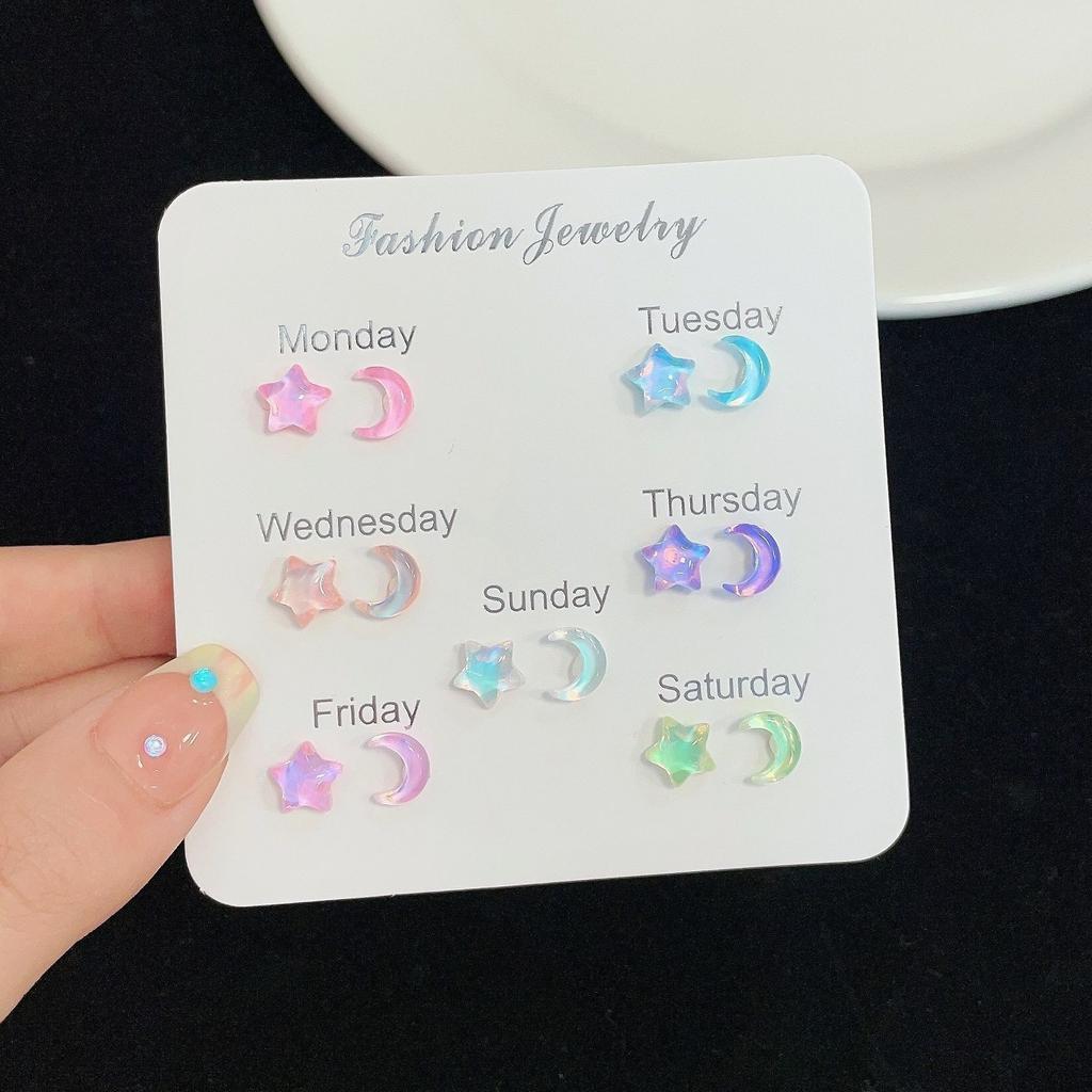 A Suit of Summertime Dazzle Colour Small Stone Sweet Earrings SetS for Women Crystal Clear Butterfly Love Heart Set Paty Jewerly