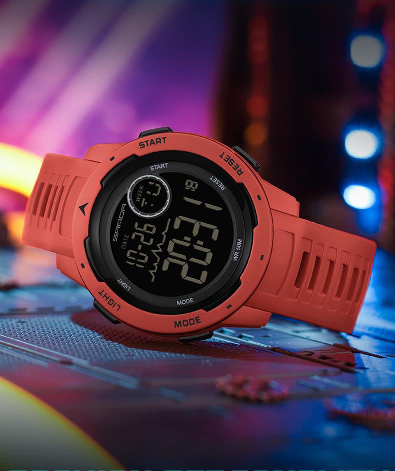 Sanda Электронные Модные Спортивные Часы: Многофункциональный, Стильный, Унисекс, Однодисплейный