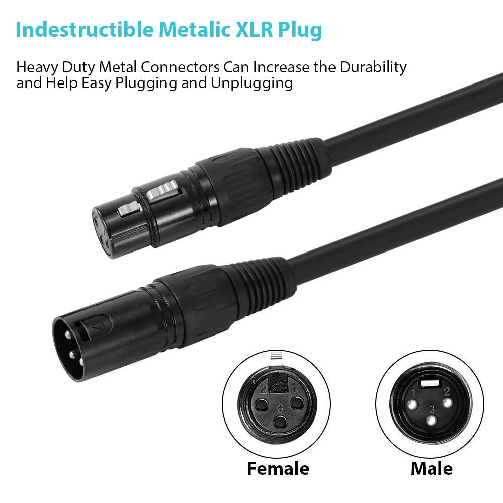 Кабель XLR 1 м/3,3 фута Кабель DMX для освещения сцены 3-контактный разъем XLR «папа-мама» Черный разъем из ПВХ для перемещения