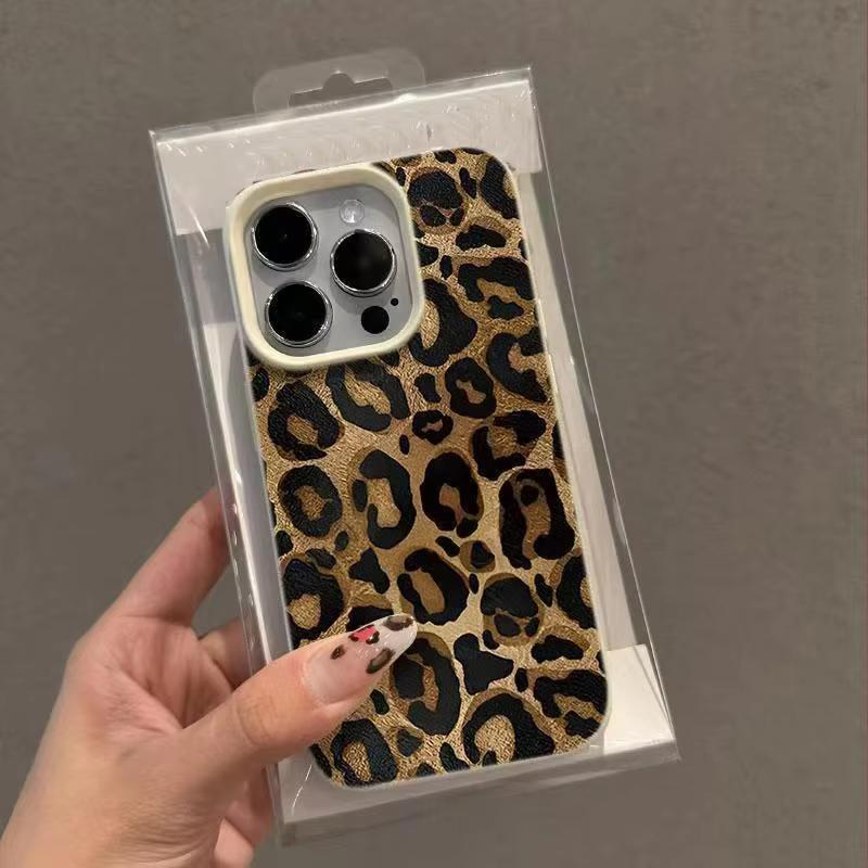 INS Чехол для телефона с коричневым леопардовым принтом Для iPhone 17AIir 16 Pro Max 15 14 Plus 13 12 11 XR XS Max Мягкий силиконовый чехол с рисунком личи