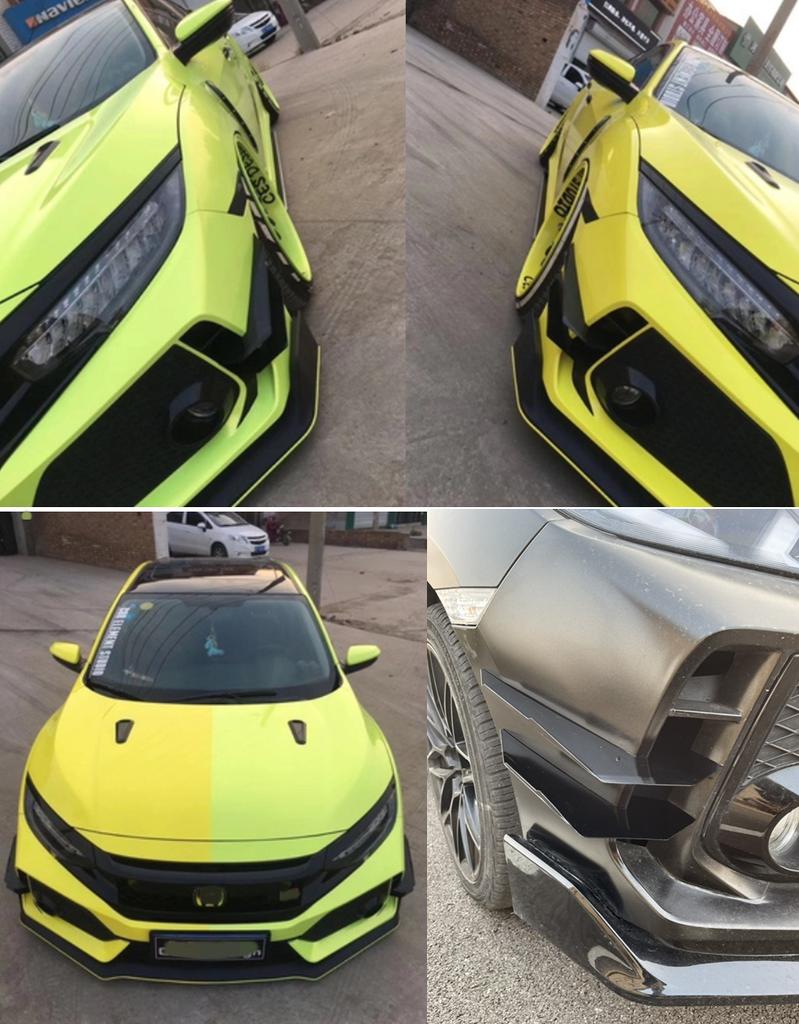 4pcs Front Bumper Canards Splitter Fins Air Knife For Honda Civic Type-R 2016-21
