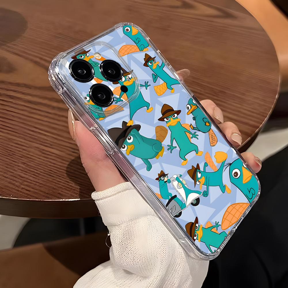 Cartoon Perry The Platypus Phone Case For IPhone 15 Pro Max 16 Pro Max 14 13 11 12 Mini Xs X Xr 7 8 Plus Se Transparent Cover
