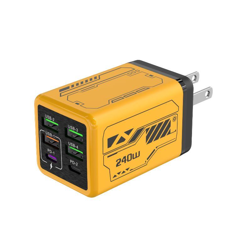 1 шт. 240 Вт Быстрое зарядное устройство от сети 4 USB 2 порта PD EU US вилки для дома, офиса, игрового устройства