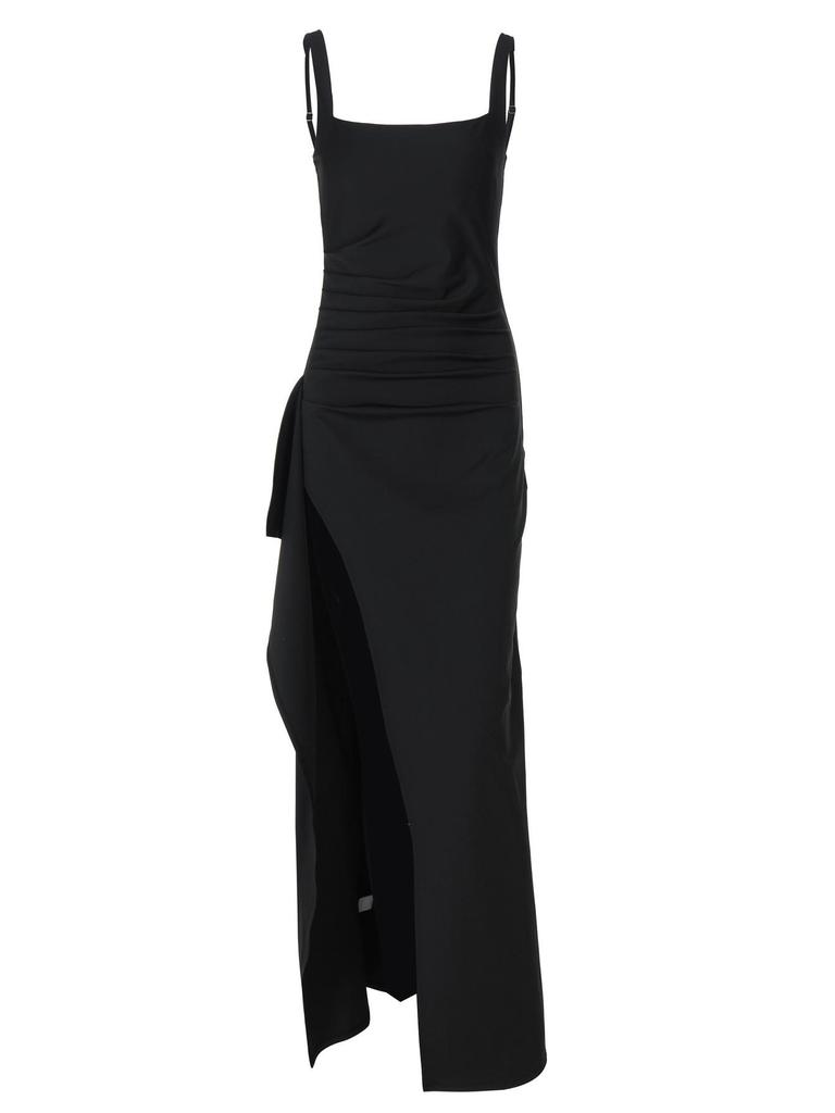 Летняя мода 2025 Женское вечернее платье в европейском и американском стиле с открытой спиной и высоким разрезом