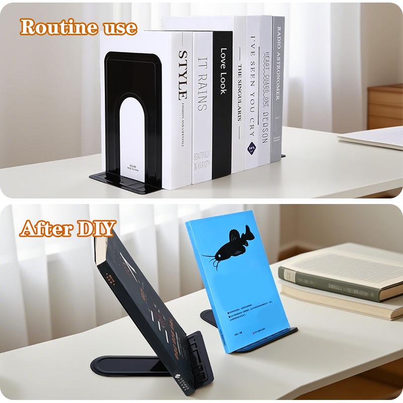 Adjustable Portable Metal Book Stand-Heavy Duty Black Book Holder for Office and Home Display