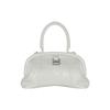 Balenciaga Editor Crocodile Embossed Curved Base Brass B Logo Detail Top Handle Calfskin Shoulder Bag Women shoulder bag White 67311623EE29016