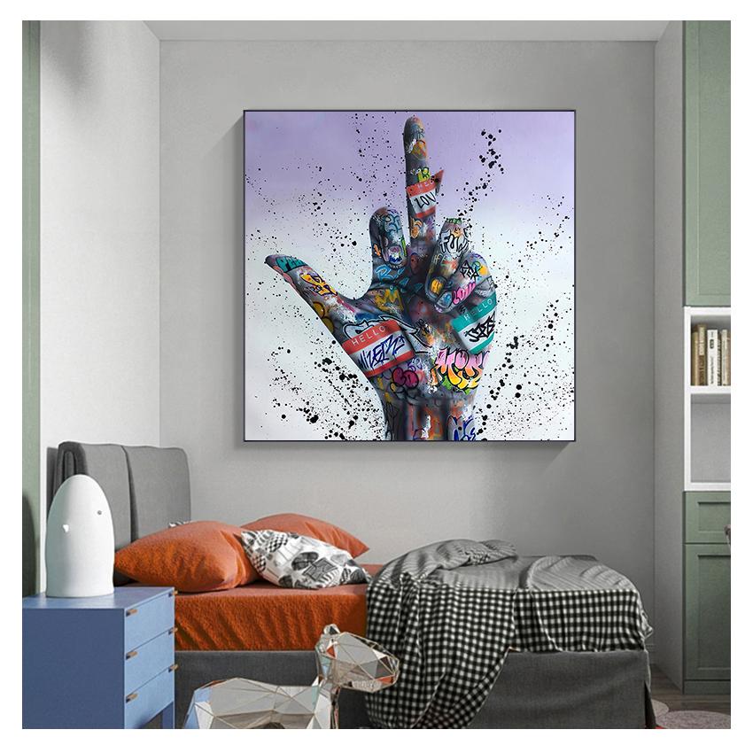 Художественные постеры и принты Хип-хоп Картина на холсте на стене Художественная картина для декора гостиной Жест Вдохновляющее граффити