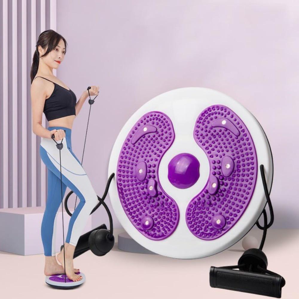 Abdominal twisting waist disc, adjustable waist training twisting disc with handle, waist slimming balance rotation disc with foot massage