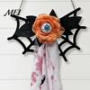 Easy Install Hanging Spiders Halloween Decoration, Spooky Wooden Spider Web Skeleton Hand Wall Black for Porch Ornament with Blood Gauze Indoor