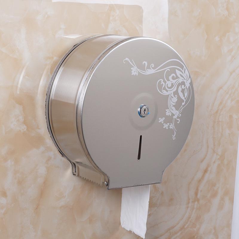 Stainless Steel Wall-Mounted Waterproof Toilet Paper Holder - Punch-Free Large Roll Design