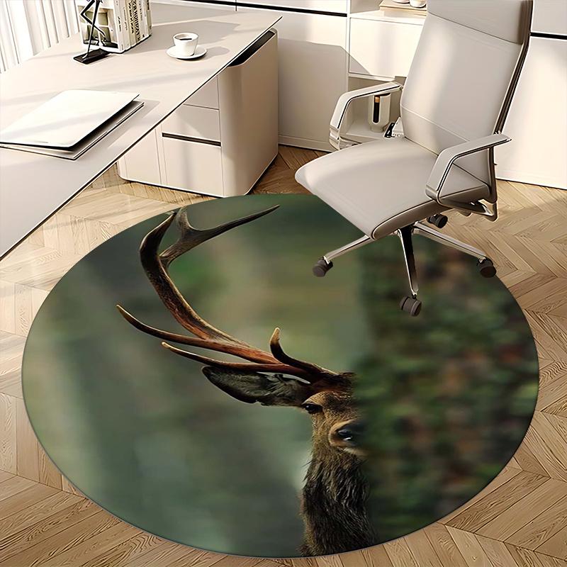 Deer Antlers,Wildlife Photography Chair mat Round Rug Office carpet, Non slip, Suitable for Living Rooms, Bedrooms decor.1205223a