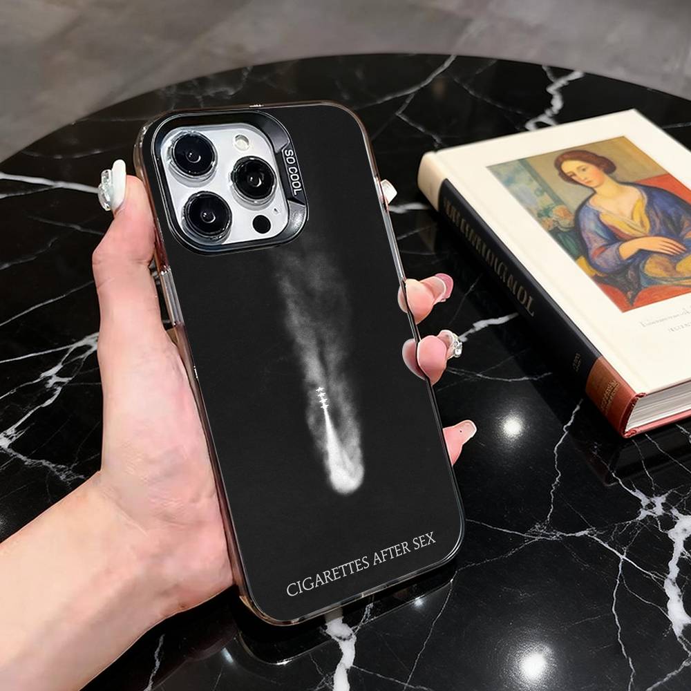 C-Сигареты A-После Секса Абстрактная Группа Чехол для Телефона Для iPhone 17,16,15,14,13,12,11 Plus,Pro Max,XS,Цветной Серебристо-Черный Чехол