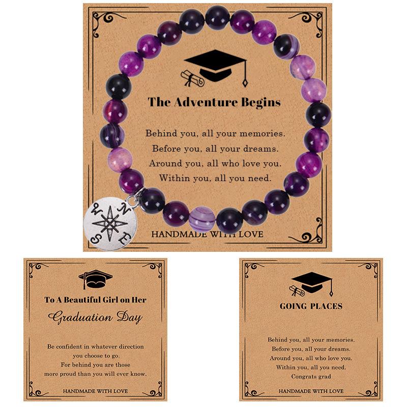 JYL TS Bracelet Graduation Compass Beaded Guides Direction & Bright Future