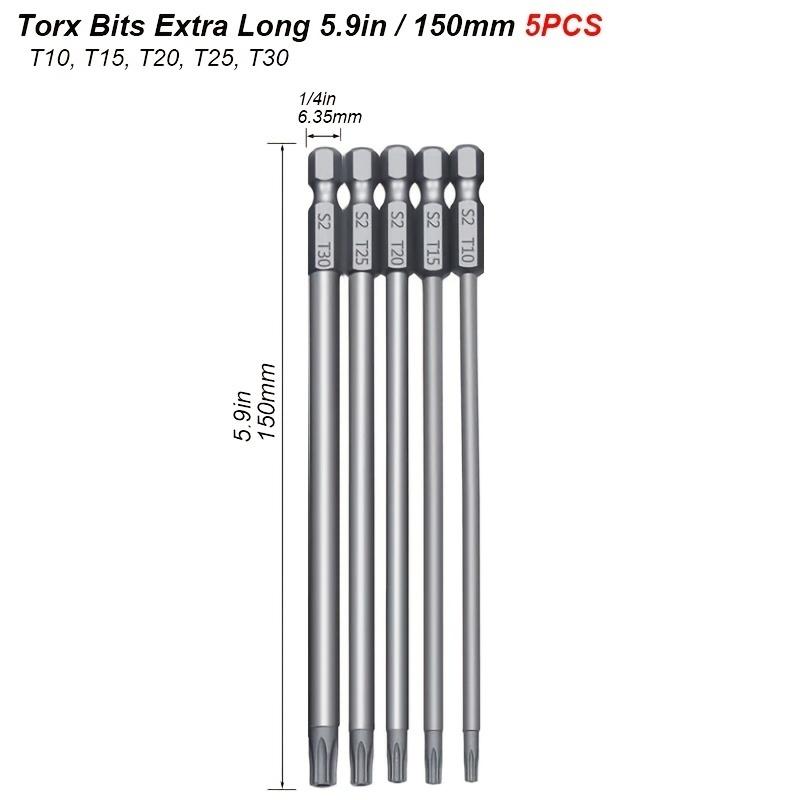 Набор магнитных отверток Torx 150 мм, сверхдлинные сверла Star с защитой от несанкционированного доступа, шестигранные наконечники для отверток 1/4 для вращающегося инструмента