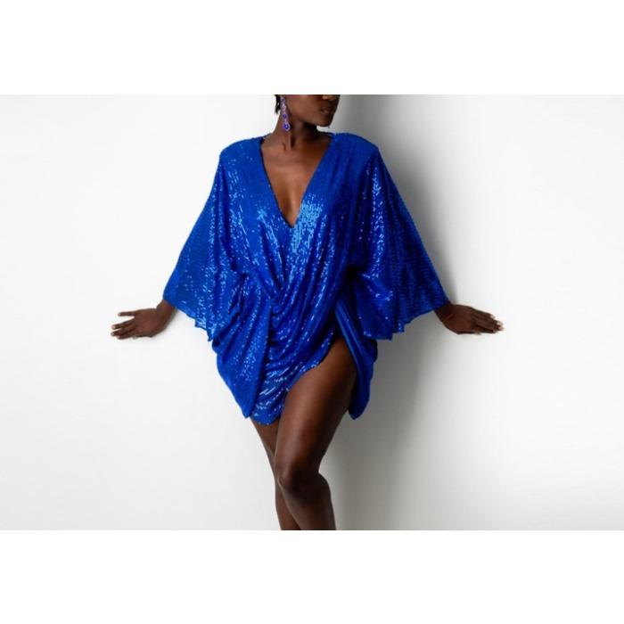 Весна новая европейская, американская, независимая станция женская одежда плиссированное бисер сексуальное модное платье платье