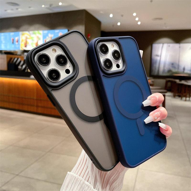 Роскошный чехол для телефона с магнитной присоской и функцией беспроводной зарядки Skin Sensing Scrub, подходит для iPhone 14, 13, 12, Pro Max, 11, противоударные чехлы