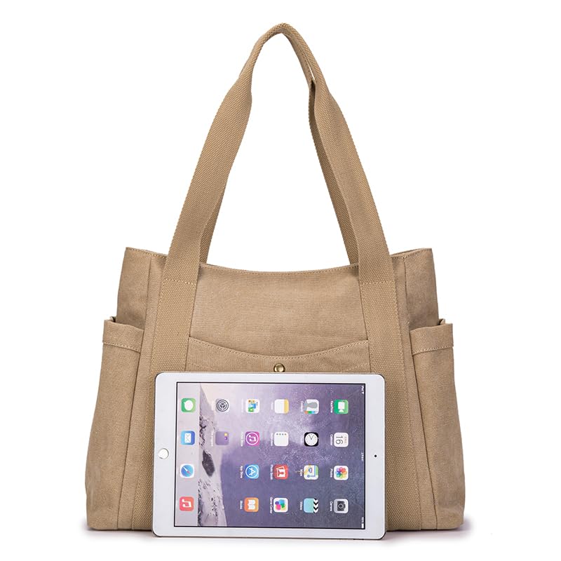 [Yocipa] женская и мужская сумка-тоут Большая холщовая легкая сумка через плечо для поездок на работу Большая вместимость для поездок в школу многофункциональная сумка через плечо