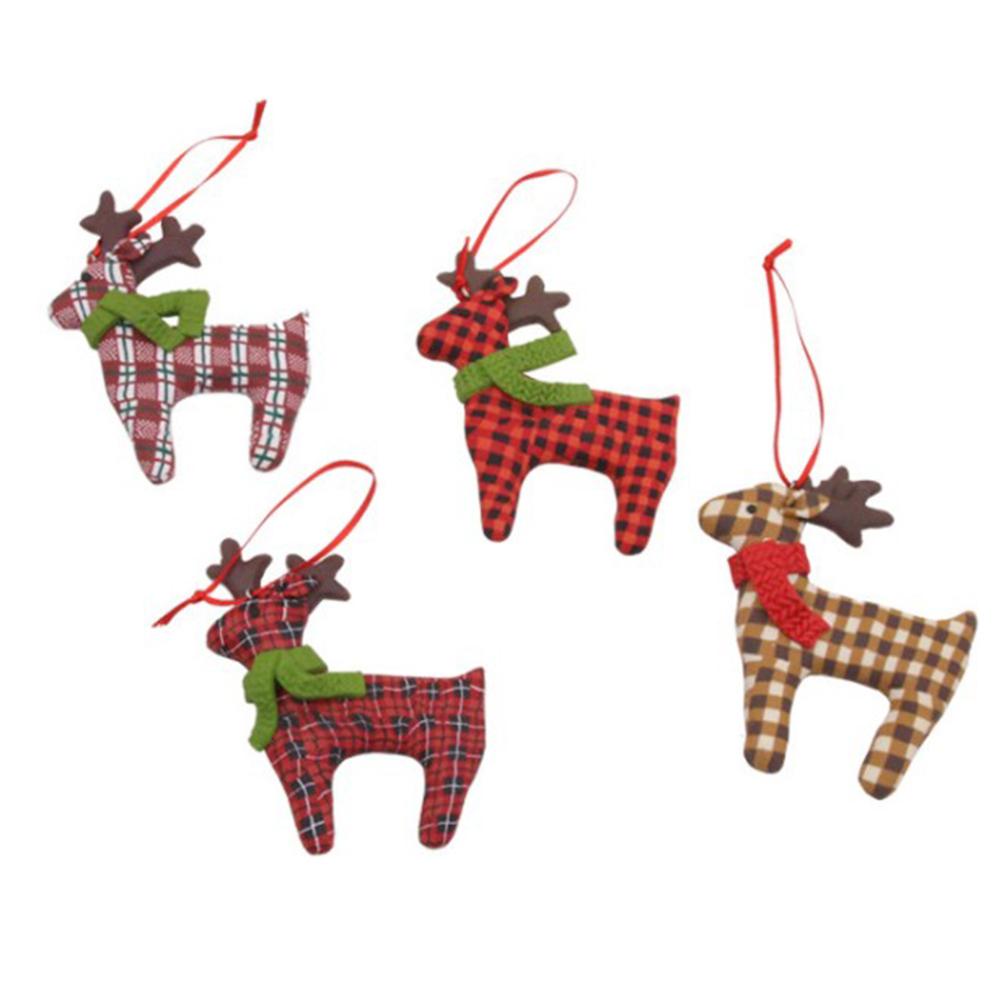 Christmas Tree Cute Elk Decorations Hanging Pendant Soft Pottery Deer Craft Ornament Xmas Ornaments for Home New Year