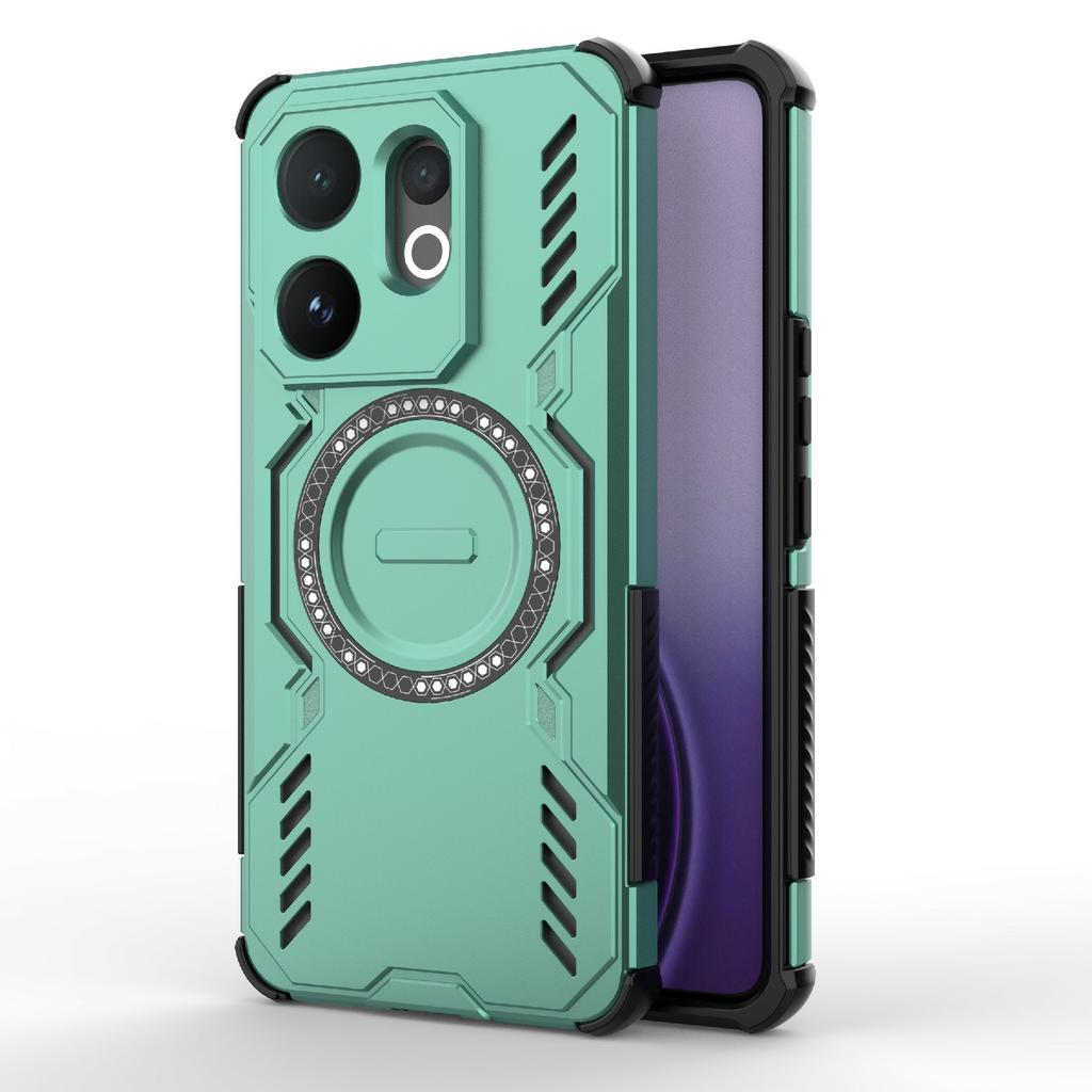 For vivo V60 5G Magnetic Case Butterfly Armor Hollow Heat Dissipation PC+TPU Phone Cover