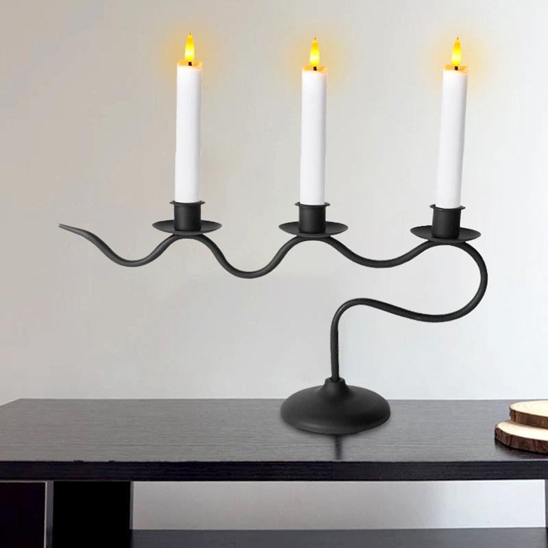 1 шт., украшение для столовой, подсвечник для ужина при свечах, железный арт-подсвечник для вечеринки, свадьбы, волнистый подсвечник в европейском стиле с тремя отверстиями