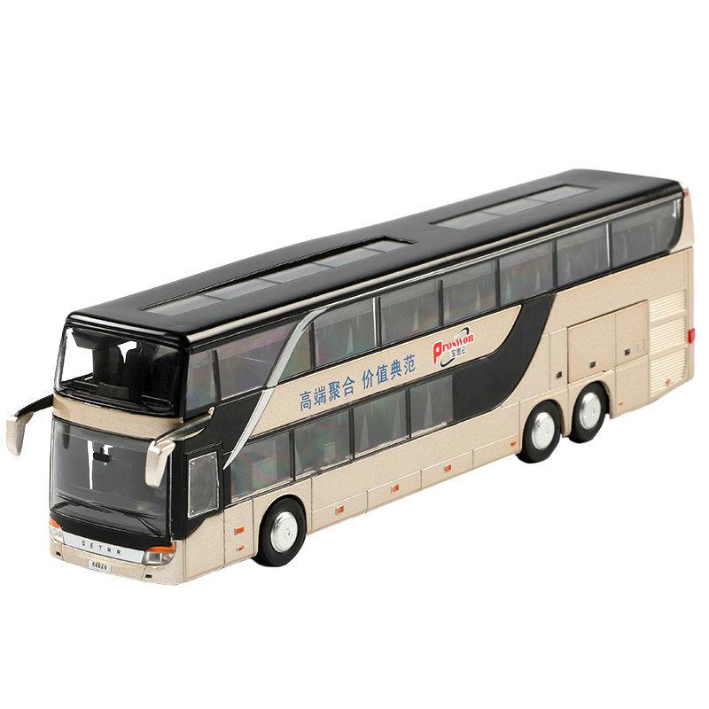 Bao Silun 66029 Автобус из сплава, детская игрушечная модель автомобиля со звуком и светом, двухэтажный автобус с инерционным механизмом.