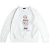 Polo Solid Color Bear Print Crew Neck Long Sleeve Sweatshirt Women Sweatshirt White WMPOKNIN6820092-100