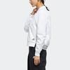 Adidas Wrinkled Logo Bomber Jacket Casual Sports Outerwear Women White FU6228